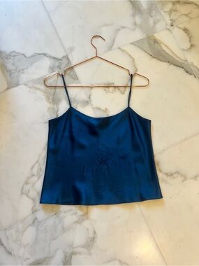 The Row Teal Satin Spaghetti Strap Camisole